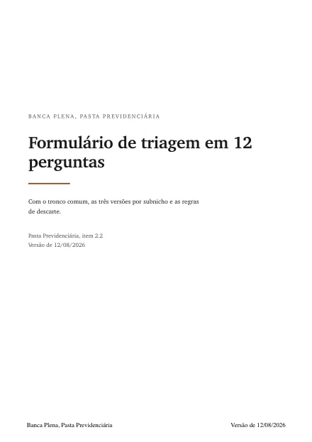 Capa do formulário de triagem